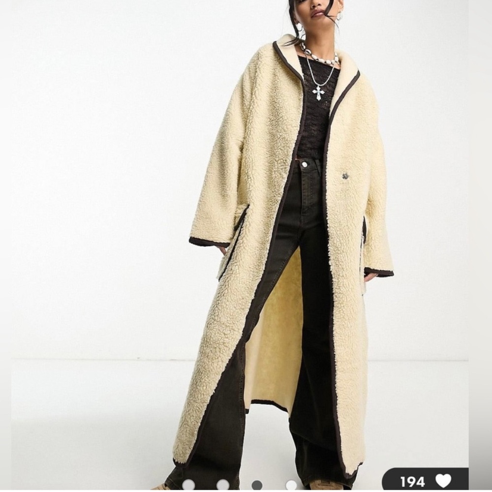 Free People Irresistable Teddy Faux Sherpa Fleece Cardi Maxi Duster Coat Jacket - Picture 3 of 16